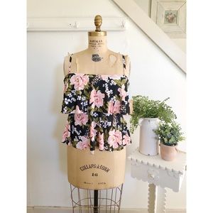 Kona Sol Tiered Bandeau Floral Tankini NWT Large